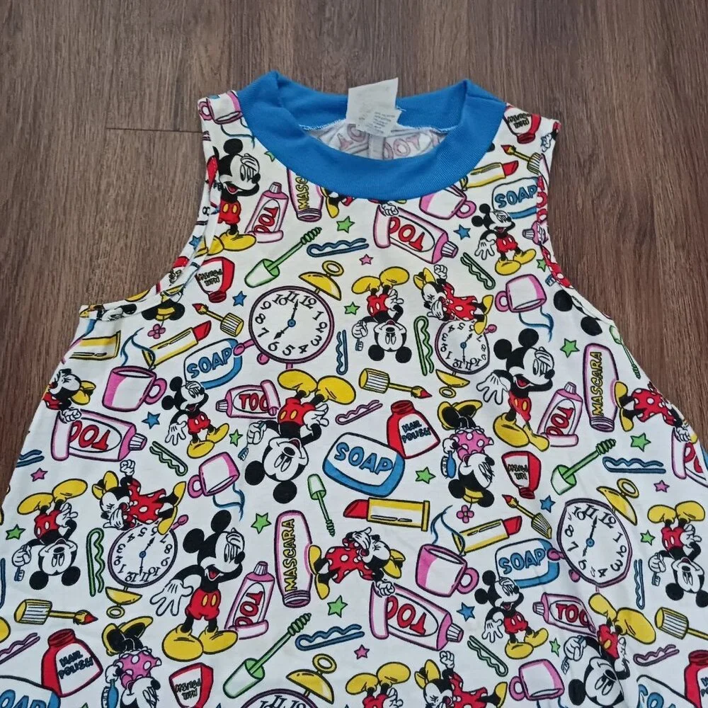 Vintage Sleeveless Disney Minnie‎ Mickey Short Nightgown Size Small Made in USA